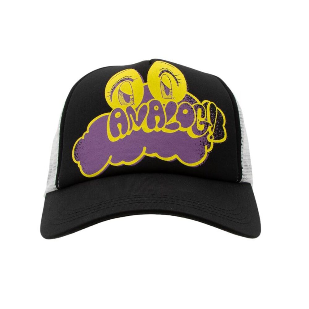 Analog! Men's Graffiti Style Retro Mesh Back Cap in Black and White, Adjustable